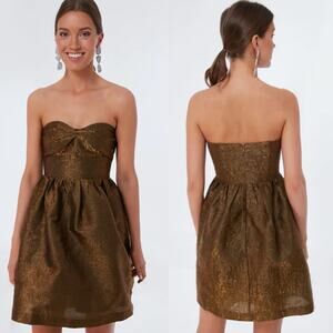 Strapless Metallic Mini Dress in Bronze